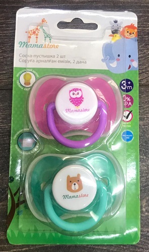 Соска-Пустышка Латекс MAMASTORE 3м+ (2шт) с Крышкой (цв.в асс.)