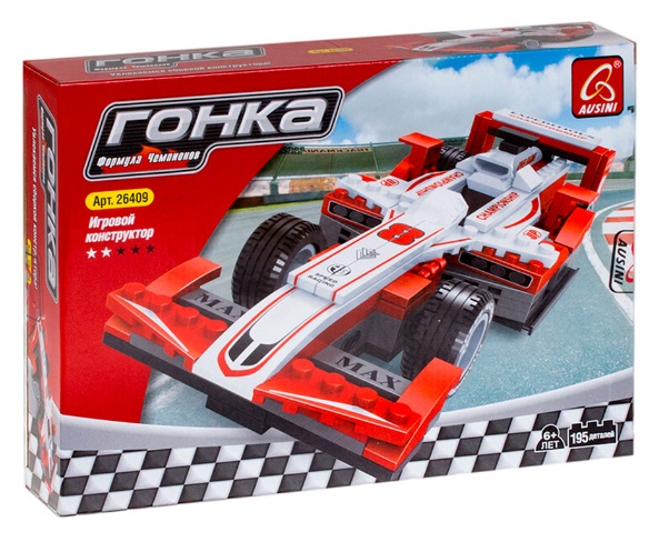 Игровой конструктор Ausini 26409 Гоночный болид Формула-1 и 195 деталей 