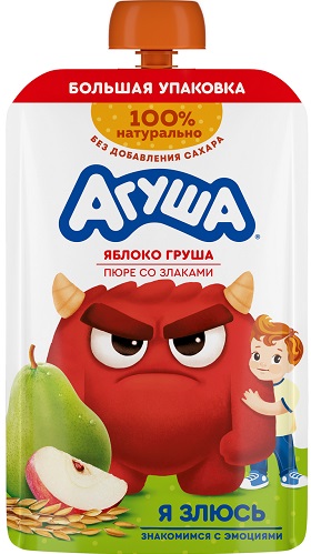 Агуша Пюре Яблоко-Груша Злаки 160г БЕЛ Пауч