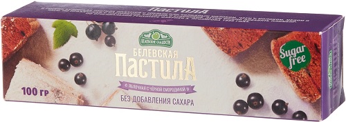 Белёвская Пастила Черная смородина 100г без сахара Белёвские сладости