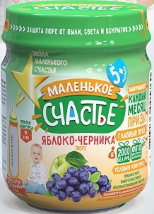Маленькое счастье Пюре Яблоко Черника 80г стекло