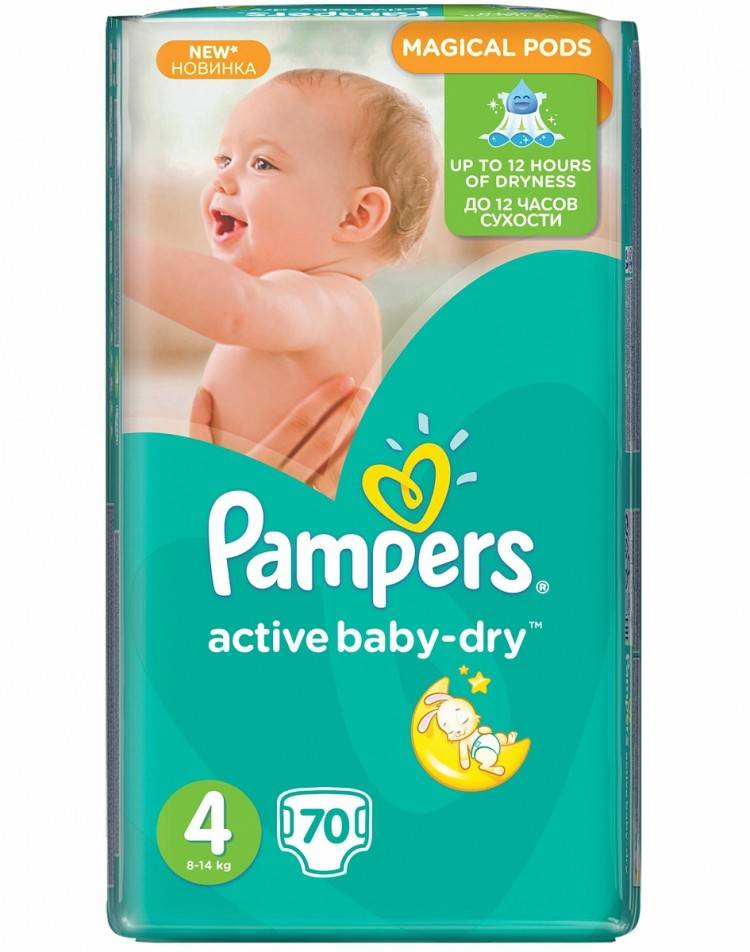Подгузники для детей PAMPERS Active baby-dry №4 (9-14кг) 70шт