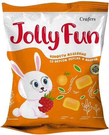 Jolly Fun Конфеты желейные Персик-малина 70г  &