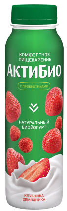 Активия Биойогурт питьевой обогащенный Клубника и Земляника 260г