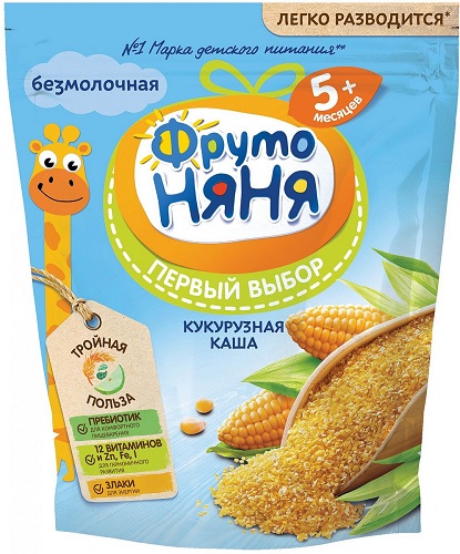 ФрутоНяня Каша безмолочная Кукурузная 180г с 5 мес дойпак