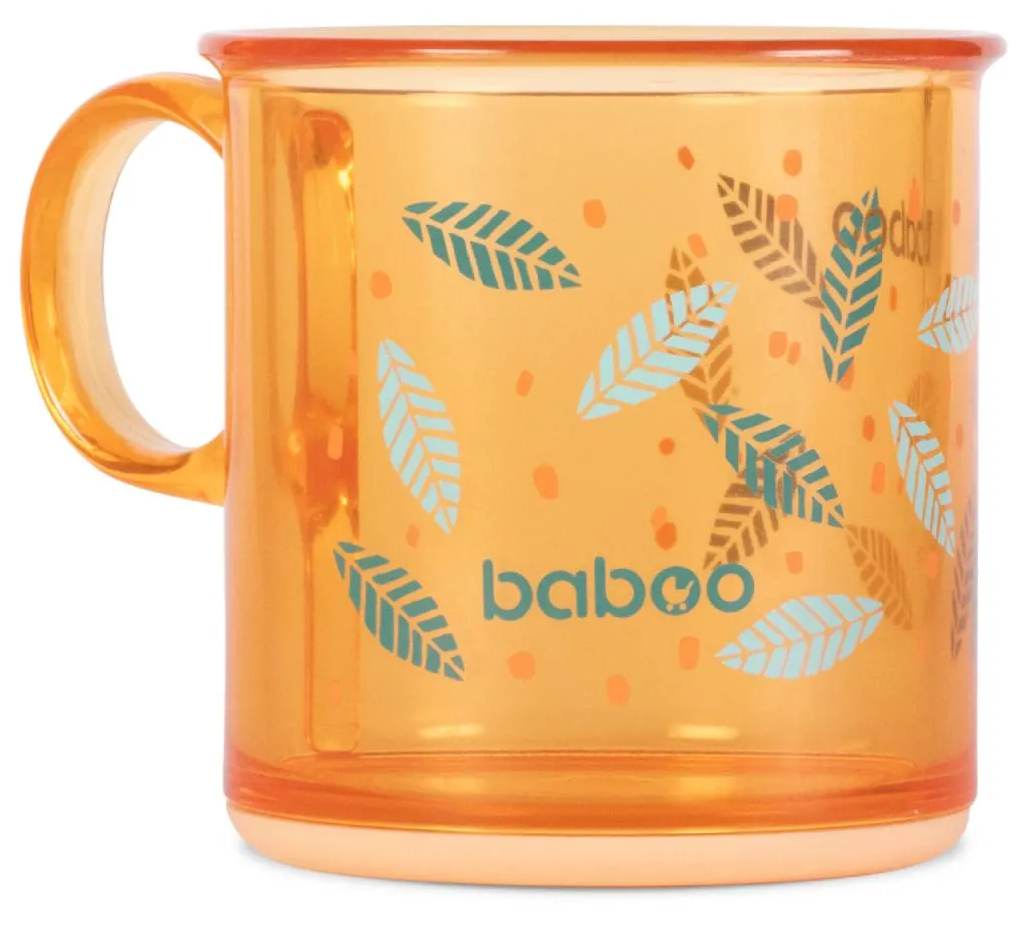 BABOO Чашка 12м+ с антисколь. дном Peachy Keen оранжевая 170 мл