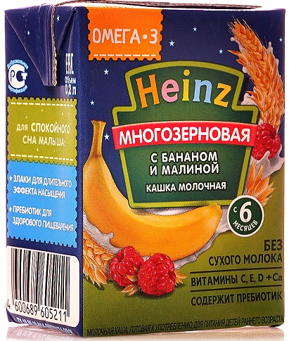 Хайнц Кашка мол. Многозерн. Банан малина жид. 0,2л т/пак