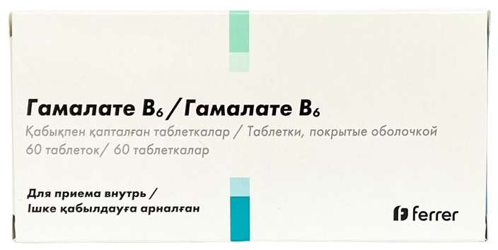 Гамалате В6 табл. №60 ( гамма-амино масляная кислота, магния глютамата гидробромид, Вит. В6 ) (Упаковка)