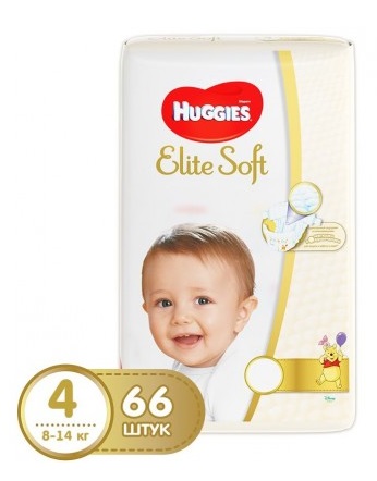 Подгузники для детей HUGGIES ELITE SOFT №4 (8-14кг) 66шт