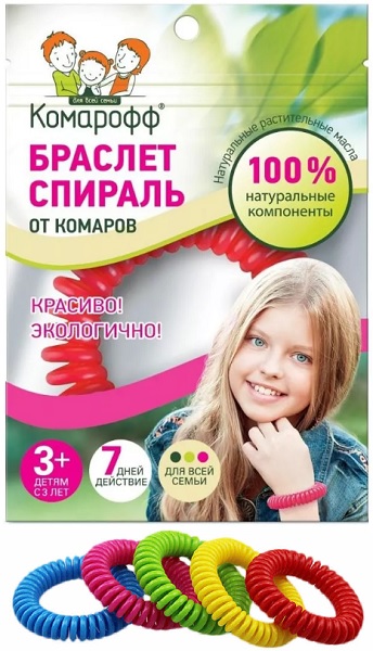 Репеллент КОМАРОФФ Браслет от комаров 1 шт для Детей ( 7 дней )