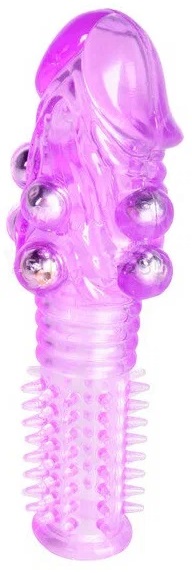 Эрекционная насадка с шариками A-Toys by TOYFA TPE фиолетовый 13,5см