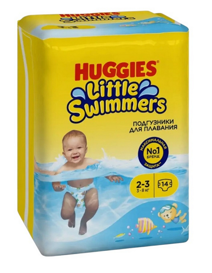 Трусики-подгузники для плавания HUGGIES Little Swimmers 2-3 ( 3-8 кг ) 14 шт