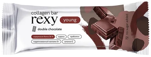 Collagen Bar Rexy Протеиновый батончик 35г Двойной шоколад б/сах