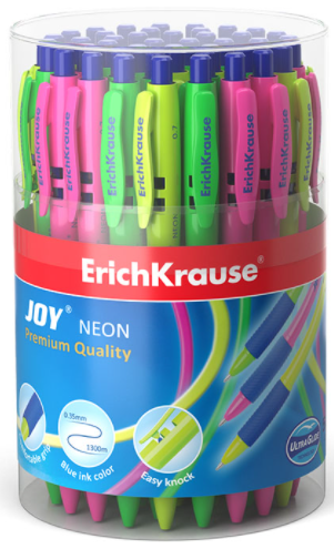 Ручка шариковая автоматическая ErichKrause JOY® Neon цвет чернил синий (1шт)