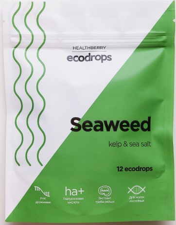 Леденцы HEALTHBERRY Ecodrops Seaweed 12 шт с экстрактом водорослей и морской солью #