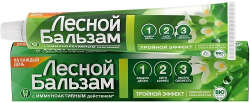 Зубная паста ЛЕСНОЙ БАЛЬЗАМ Тройной эффект Алоэ и Белый чай 75мл