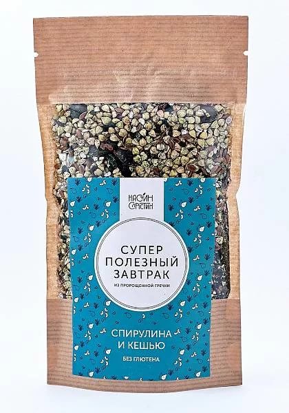 Настин Сластин Гречка пророщеная Спирулина кешью 200г Супер полезный завтрак