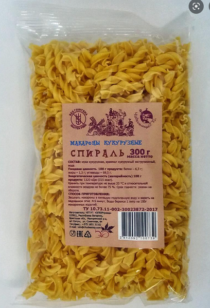 Чудесница Изделия макаронные спираль кукурузные  300,0