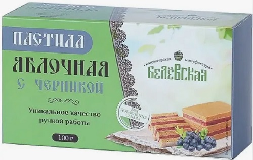 Белёвская Пастила яблочная с Черникой 100г