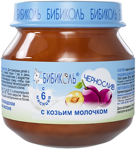 Бибиколь Пюре Чернослив с козьим молочком 80г с 6 мес.