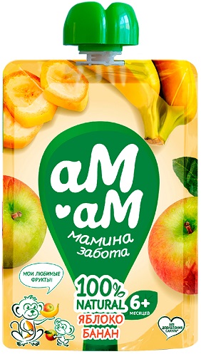 Ам-Ам Пюре Яблоко Банан 90г пауч