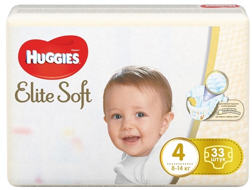 Трусики-подгузники для детей HUGGIES ELITE SOFT №4 (9-14кг) 33шт