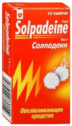 Солпадеин Фаст табл. раств. №12 ( парацетамол 500 мг, кофеин 65 мг ) (Упаковка)