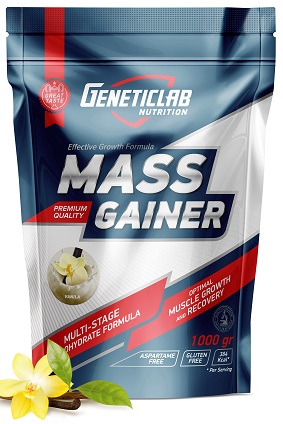Geneticlab Mass Gainer Гейнер 1кг пакет ваниль