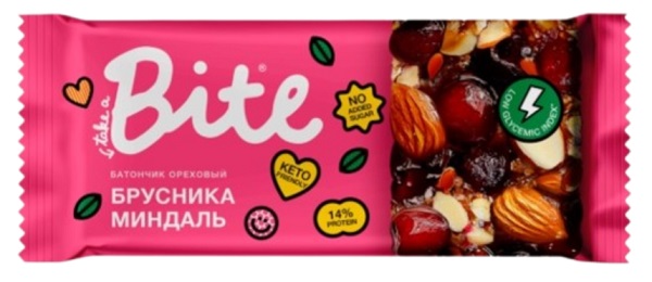 Bite Батончик Козинаки ореховый Брусника Миндаль 30г