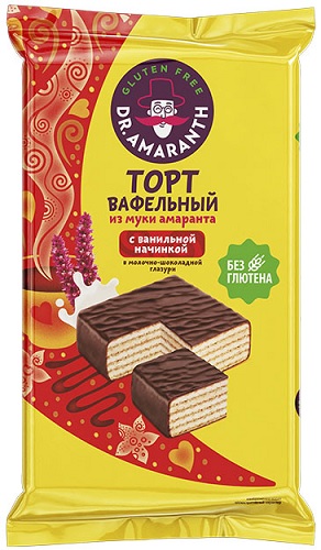 Dr.Amaranth Торт Вафельный амарантовый со ванильной нач. в мол.- шок. глазури 105г