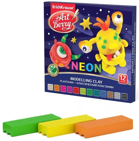 Пластилин Классический Art Berry с Алоэ Вера Neon 12 цветов коробка