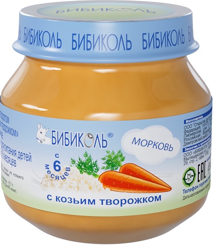Бибиколь Пюре Морковь козий творожок 80г с 6мес. 