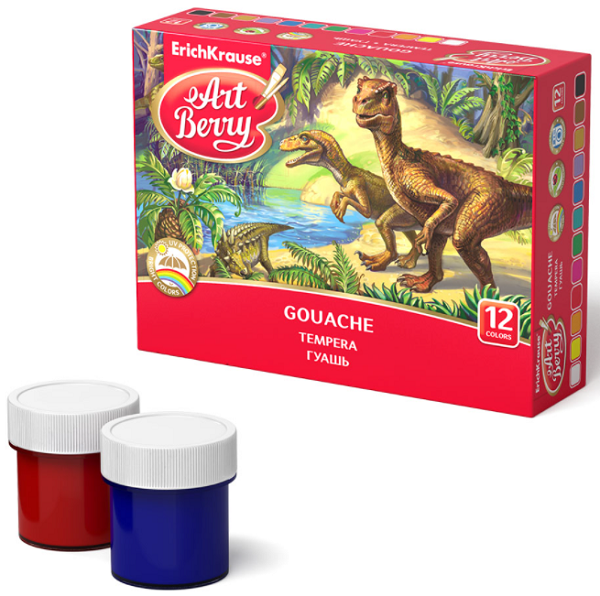 Гуашь 12 цветов с УФ защитой Art Berry