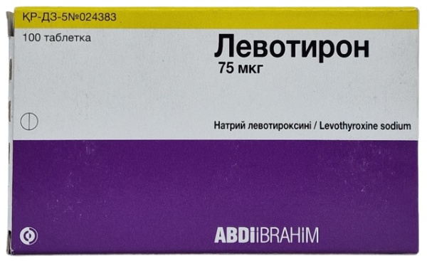 Левотирон табл. 75 мкг №100 ( левотироксин натрия ) (Упаковка)