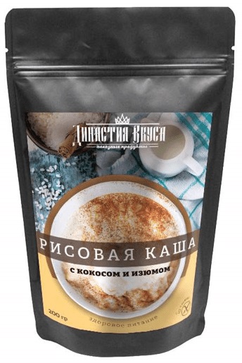 Династия вкуса Каша рисовая с кокосом и изюмом 200г