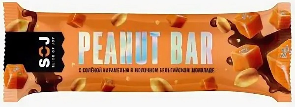 SOJ батончик Peanut Bar арахис в соленой карамели в молочном шоколаде 40 гр