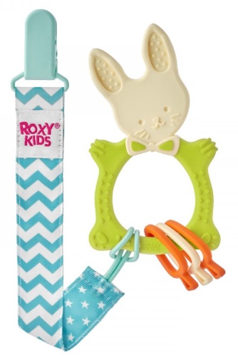 Прорезыватель на держателе ROXY KIDS Bunny зеленый арт.RBT-001GNSC