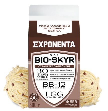 Напиток кисломолочный обезжиренный Exponenta BIO-SKYRE 3в1 Страчателла-пломбир 500 г