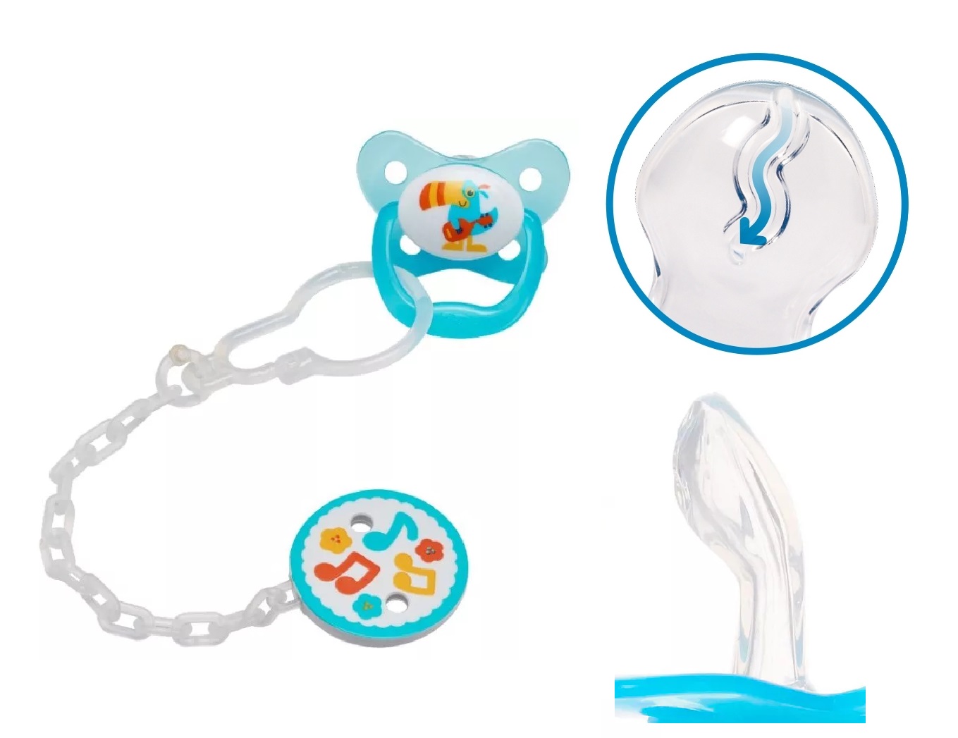 Соска-Пустышка Силиконовая DrBROWNS 0-6м (1шт) Turquoise PreVent + Держатель пустышки