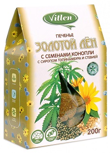 Vitlen Печенье Золотой лен с сем.Конопли с сиропом топинамбура и стевией 200г