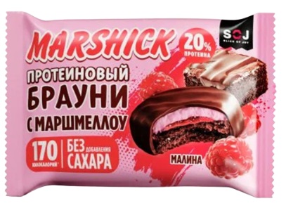 Печенье протеиновое глазированное SOJ Marshick с малиной без сахара 53г