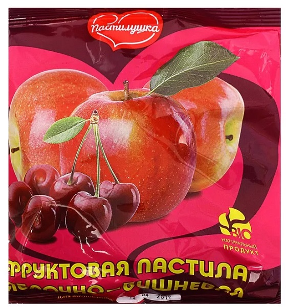 Пастила натуральная фруктовая Яблоко Вишня 200 гр Пастилушка