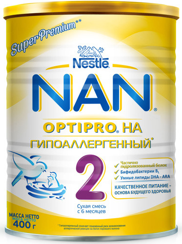 NAN Гипоаллергенный HA 2 400г Смесь сухая для детей с 6 месяцев.