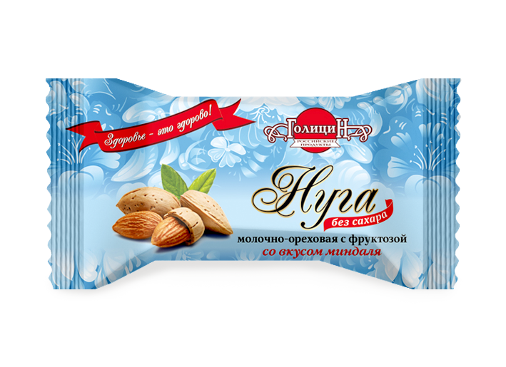Голицин Конфеты Нуга молочно- ореховая с фруктозой со вкусом миндаля 180,0