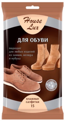 Влажные салфетки для обуви House Lux 15 шт для замши нубука велюра