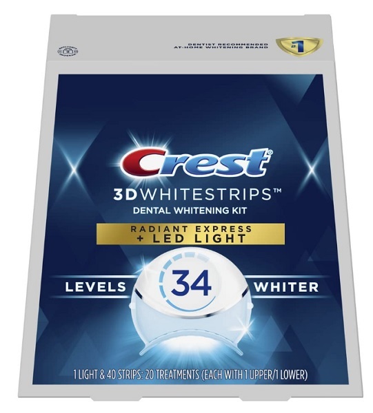 Crest 3D Отбеливающие полоски для зубов Radiant Express Plus + LED лампа