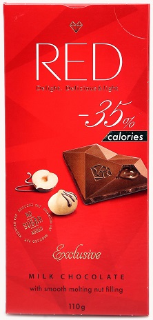 Red Delight Шоколад Молочный с ореховой начинкой 110г со сниж.калорийностью