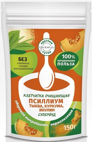 Круглые Сутки Клетчатка Очищающая Псиллиум Тыква Куркума 150г