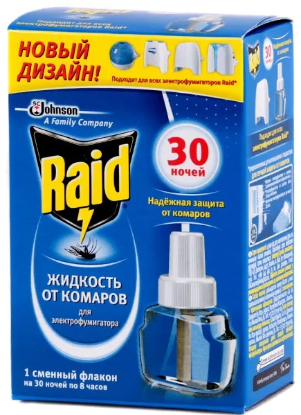 Жидкость от Комаров для элекьрофумигатора Лаванда RAID 30 ночей