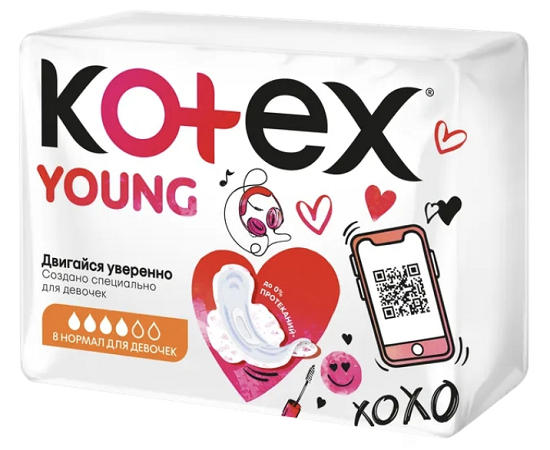 Kotex Young Normal прокладки №8 ( 4 капли )
